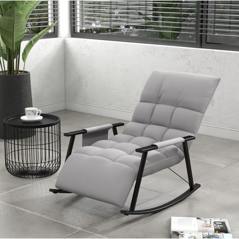 poltrona relax oscillante reclinabile grigia comfort OKMYHOME (1/4)