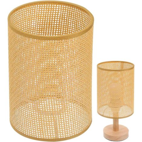 Abat-Jour Rotin Tissé Naturel E27 Abat-Jour afin de Lampe De Bureau Et Lampadaire Décoration Intérie (1/5)