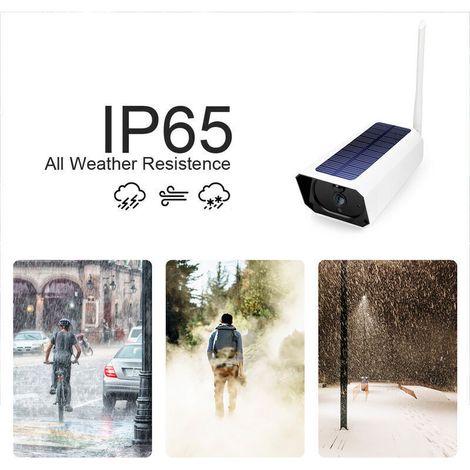 Camera di Sorveglianza Interna/Esterna DC08 WiFi 1080p, Solare, IP65 Impermeabile, Visione Notturna, Materiale Plastica, con Scheda SD 64GB (1/3)