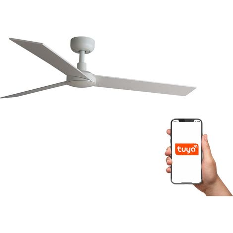 Faro Rudder Grand ventilateur de plafond à 3 pales blanc mat, système intelligent Tuya (1/4)