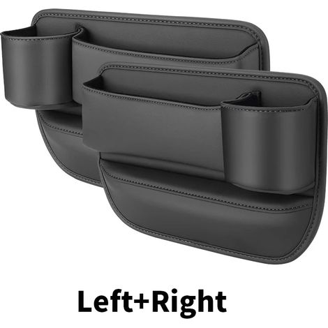 (1 paire - Noir) Organisateur de siège auto multifonction, boîte de rangement avec pochette universelle pour portefeuille, clés, cartes, gobelet et téléphone, accessoires intérieurs de voiture (1/5)