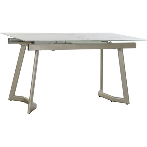 Table à manger Table repas extensible en métal coloris doré et verre transparent - Longueur 140-180 x Hauteur 80 x Profondeur 76 cm -PEGANE- (1/5)