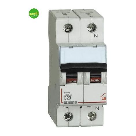 Interruttore magnetotermico 20a Bticino 2 moduli interruzione icn 4,5 ka