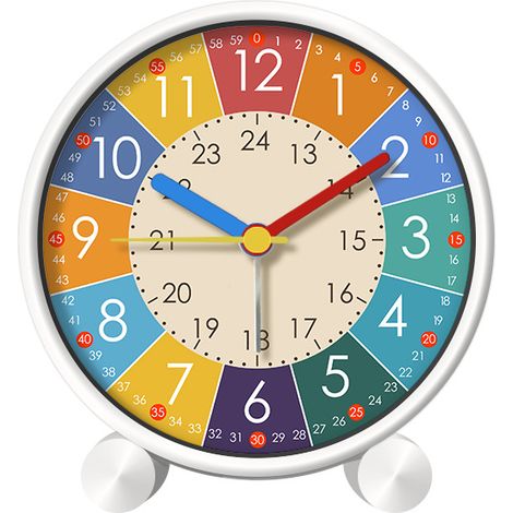 Réveil Numérique Silencieux et Éducatif pour Enfants - Horloge d'Apprentissage Analogique Sans Tic-tac pour Garçons et Filles