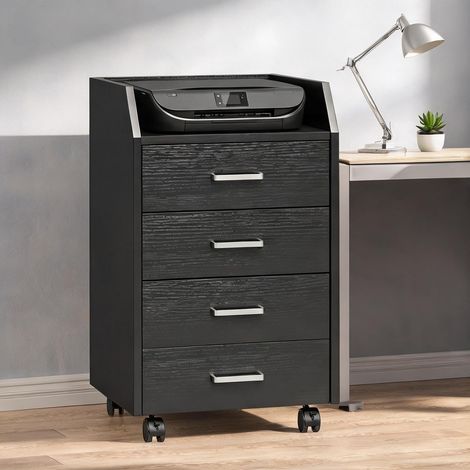 Meuble de rangement de bureau noir 40 x 36 x 65 cm (1/5)