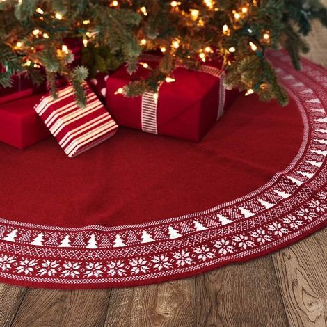 Jupe Pour Arbre De Noël - Tricot Doux - Diamètre 122 Cm - Pour Arbre Intérieur Ou Extérieur - 1 Pièce (1/5)