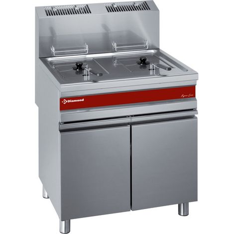 Friteuse gaz 2x 15 litres sur armoire - Diamond