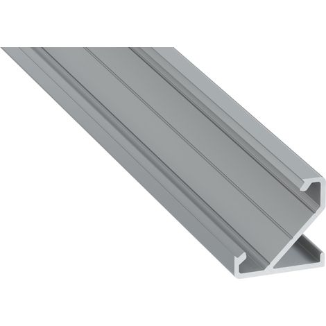Perfíl Aluminio KIMERA-BARDE Anodizado Plata con Difusor Opal y Tapones 2,02M