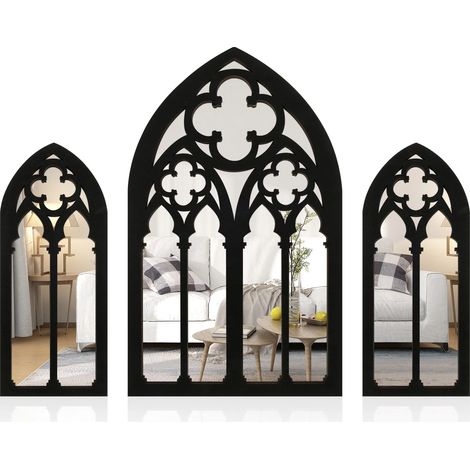 3pcs fenêtre jardin miroir mural monté arcé cadre extérieur décor intérieur (1/5)