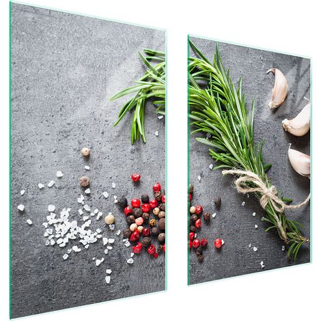PLAQUE DE PROTECTION EN VERRE POUR CUISINE 65x52 ÉPICES (1/5)