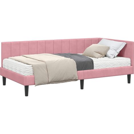 Corner Bed Frame with Mattress with Headboard 2 pcs Grey Velvet vidaXL (1/5)