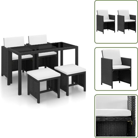 Sgabelli da giardino - vidaXL Set da Pranzo da Giardino 5 pz con Cuscini in Polyrattan Nero - Cuscini da pranzo