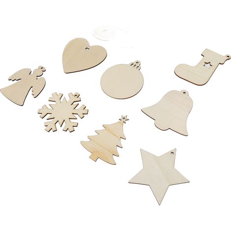 Set mit 10 geschnitzten Weihnachtsbaumkugeln aus Holz – 100-teilige, handgefertigte Dekoration zum Aufhängen, ideal für die Weihnachtsdekoration. (1/5)