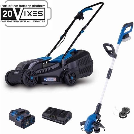 Pack tondeuse BC-MP320-X 32 cm + Coupe bordure C-LT300-X 2 en 1 - SCHEPPACH 20V IXES + 2 batteries 4ah + chargeur
