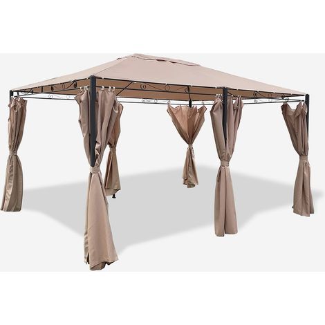 Gazebo rectangular para jardín con cortinas de 4x3 m (1/5)