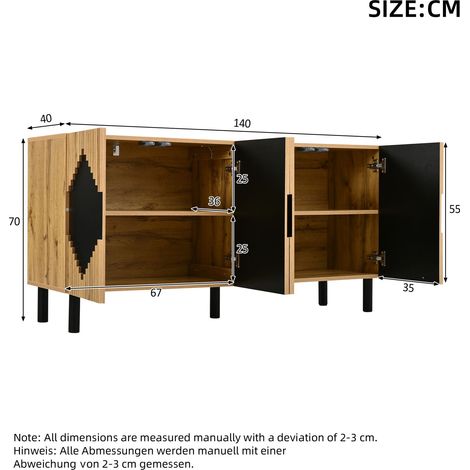 Couchtisch aus MDF in Schwarz 140 x 40 x 70 cm HOMAIRE (1/5)