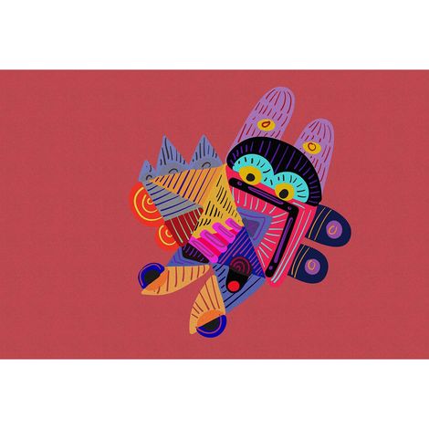 Papier peint panoramique multicolore pour chambre d'enfant Tapisserie panoramique design graphique Papier peint panoramique original rouge (1/2)