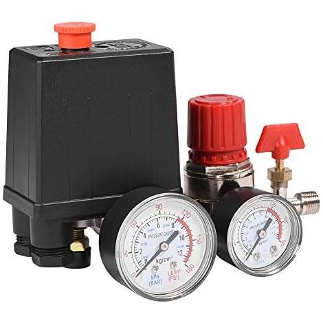 Contrôle de commutateur de pression de compresseur d'air de 3000L / min 0.05-1.2Mpa petit avec la soupape de sûreté et les manomètres de régulateur de pression (1/4)