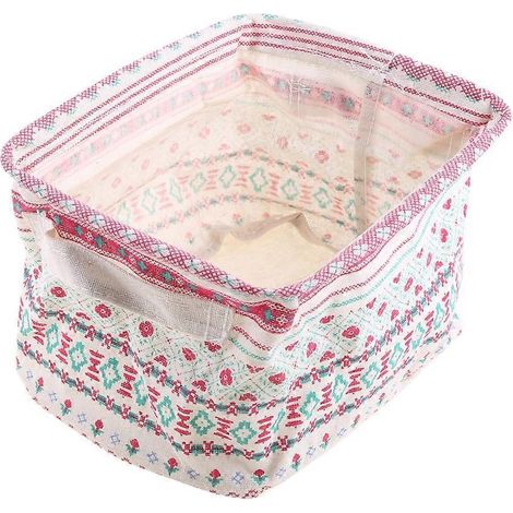 Boîte de rangement de bureau en lin, porte-bijoux et cosmétiques, organisateur de papeterie pour valise ou sac (1/4)