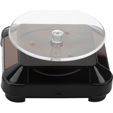Vitrine solaire avec plateau tournant 360° pour montres, téléphones et bijoux, support d'exposition lumineux LED noir (1/5)
