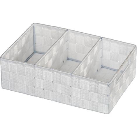 WENKO Organizer Adria Weiß 3 Fächer, mit Griff, Weiß, Polypropylen weiß, lackiertes Metall (1/5)