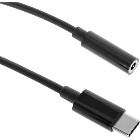 BeMatik - Câble adaptateur pour casque d'écoute USB-C vers 3,5 mm noir (1/5)