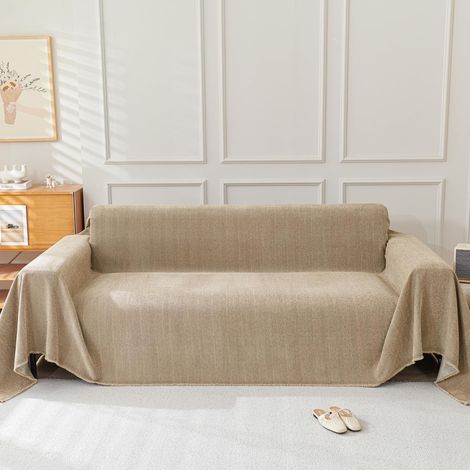 Sofa Cover for 1 2 3 4 Seater Sofa, Boho Chenille Sofa Cover, Washable Double Sided with Fringes, for L-Shaped Corner Sofa, All-Year Use, Camel 180 x 380 (1/5)