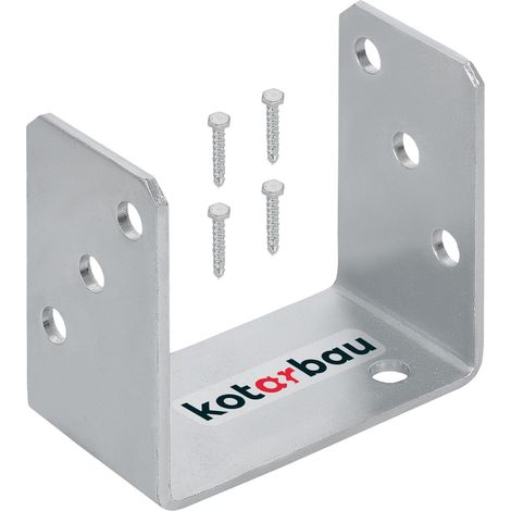 Kotarbau – Support de poteau en U à visser 100 mm – Galvanisé à chaud – Pour béton et bois – Installation rapide et facile – Résistant à la corrosion