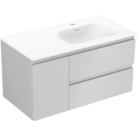 Mexen Orio armario de baño de 90 cm con lavabo Vela derecho, 2S, 1D, gris mate/blanco mate - 91A13-09047-3-BBFFF62-W23P01 (1/5)
