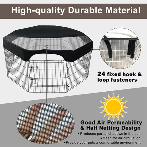 Housse pour parc à jeux pour animaux de compagnie de 61 cm (24 pouces), 8 panneaux octogonaux, en filet, protection solaire, imperméable. Parc à jeux non inclus.