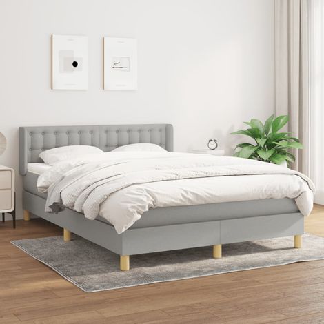 Lattenrostbett mit Matratze Hellgrau 140x200cm Stoff (1/5)