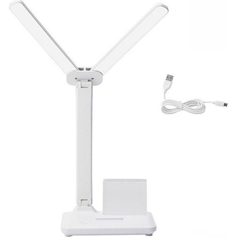 Doppelkopflampe LED für den Schreibtisch mit USB-Ladefunktion, ideal für Büro und Arbeitsbereich (1/5)