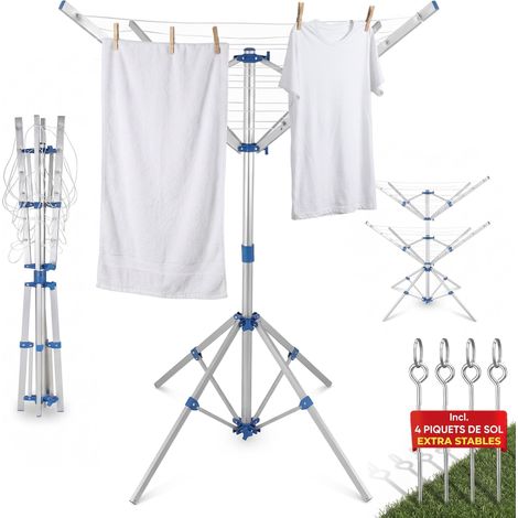 MONZANA® Séchoir à linge parapluie sur pieds étendoir à linge pliable aluminium 4 Bras 4 pieds réglable en hauteur