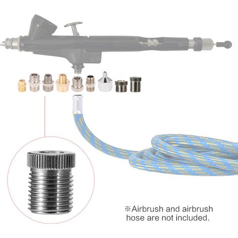 [JAMAIS UTILISÉ]Kit d'adaptateurs universels professionnels pour aérographe (9 pièces) : raccords et connecteurs pour compresseur et tuyau d'aérographe. Accessoires et outils pour aérographe. (1/3)