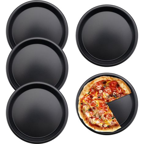 Teglia da forno per 4 pizze, teglia rotonda in acciaio al carbonio da 15 cm per pizza (1/5)