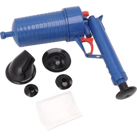 Déboucheur Pneumatique Drains 4 Embouts Caoutchouc Multifonction - Pour WC, Évier, Douche, Lavabo - Matière ABS Durable - 650g Bleu Foncé