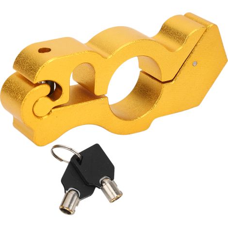 Antivol Guidon Moto Aluminium Poignée Protection Anti-Vol Sécurité Freinage Jaune (1/5)