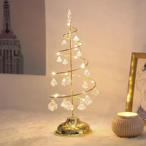 Lampe de table sapin de Noël en métal, ornement en fer forgé en spirale (1/3)