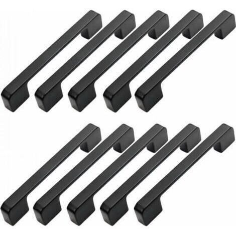 10pcs Poignée Meuble Entraxe 128mm-Poignée Porte Cuisine Noire Poignee Barre Meuble Poignee De Cuisine Noire 128mm (1/4)