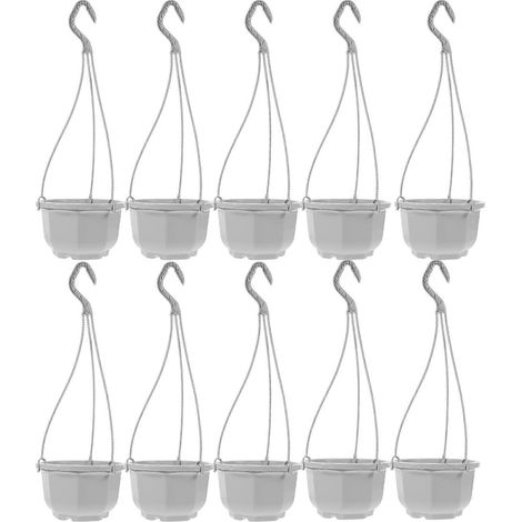 Ensemble de 10 pots de fleurs suspendus en plastique, parfaits pour les amoureux des plantes et idéaux pour les jardins d'intérieur et les salons. (1/5)