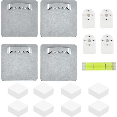 Cintre photo autocollant sans perçage pour images lourdes jusqu'à 2,5 kg - Crochets pour coller - Support de miroir mural en verre acrylique - Kit de fixation à suspendre (1/5)