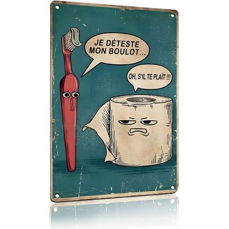 Panneaux Drôles pour Salle de Bain, Plaques Métalliques Vintage pour Décoration Murale Toilettes WC Cadeau, 20 x 30 cm (25112) (1/5)