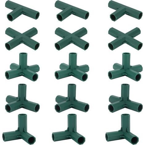 Lot de 15 Connecteurs De Cadre De Serre, Connecteurs d'angle pour Cadre De Jardin Tige d'hélice de 16 mm 5 Types de Support Stable Robuste pour Serre (1/4)