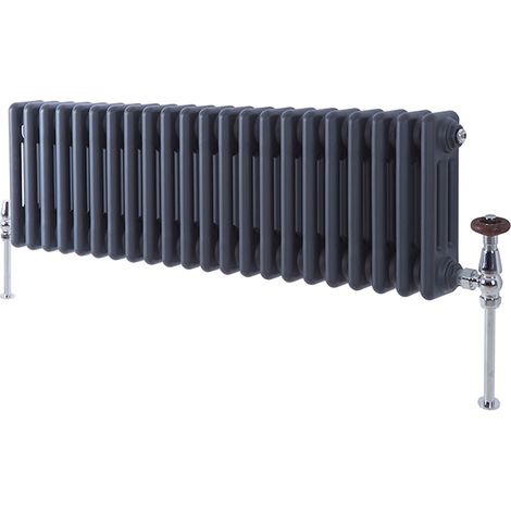 Milano Windsor Anthracite Cast Iron Style Horizontal Triple Column Radiator - 300mm x 1010mm (1/4)