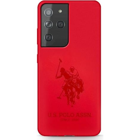 Coque en silicone rouge pour Samsung Galaxy S21 Ultra, motif polo américain