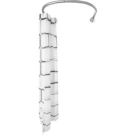 Tringle de douche en forme U, avec rideau 240 x 180 cm – Barre de douche extensible 0,9-1,3 m en acier inoxydable – Installation sans perçage – Pour salle de bain, douche d'angle, toilettes et vestiai (1/5)