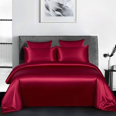 1 dreiteiliges Bettwäscheset: Bettbezug 220 x 240 cm, Kissenbezug 65 x 65 cm, Satin, Reißverschluss, Erwachsenengröße (1/5)