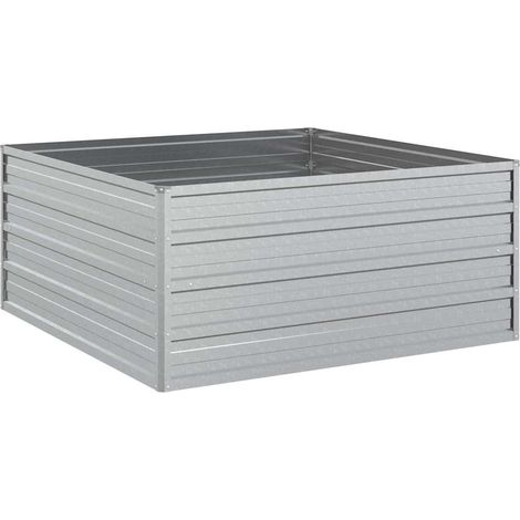 Arriate de acero galvanizado plateado 100x100x45 cm vidaXL