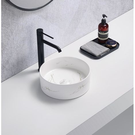 Affine Round Countertop Basin Marble White - 301 x 301mm (1/3)