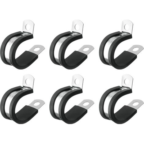 Collier De Serrage 3/4"(20mm), 304 Acier Inoxydable Avec Coussin En Caoutchouc Isolé Forme R Support Mètallique Pour Installation De Tuyaux, Gaines, Fils, Câbles 6Pcs (1/5)